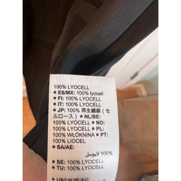 Terea By Andrea Pitter Black 100% Tencel Shirt Dress XXL MIDI 3/4 Sleeves Pocket - Picture 9 of 11